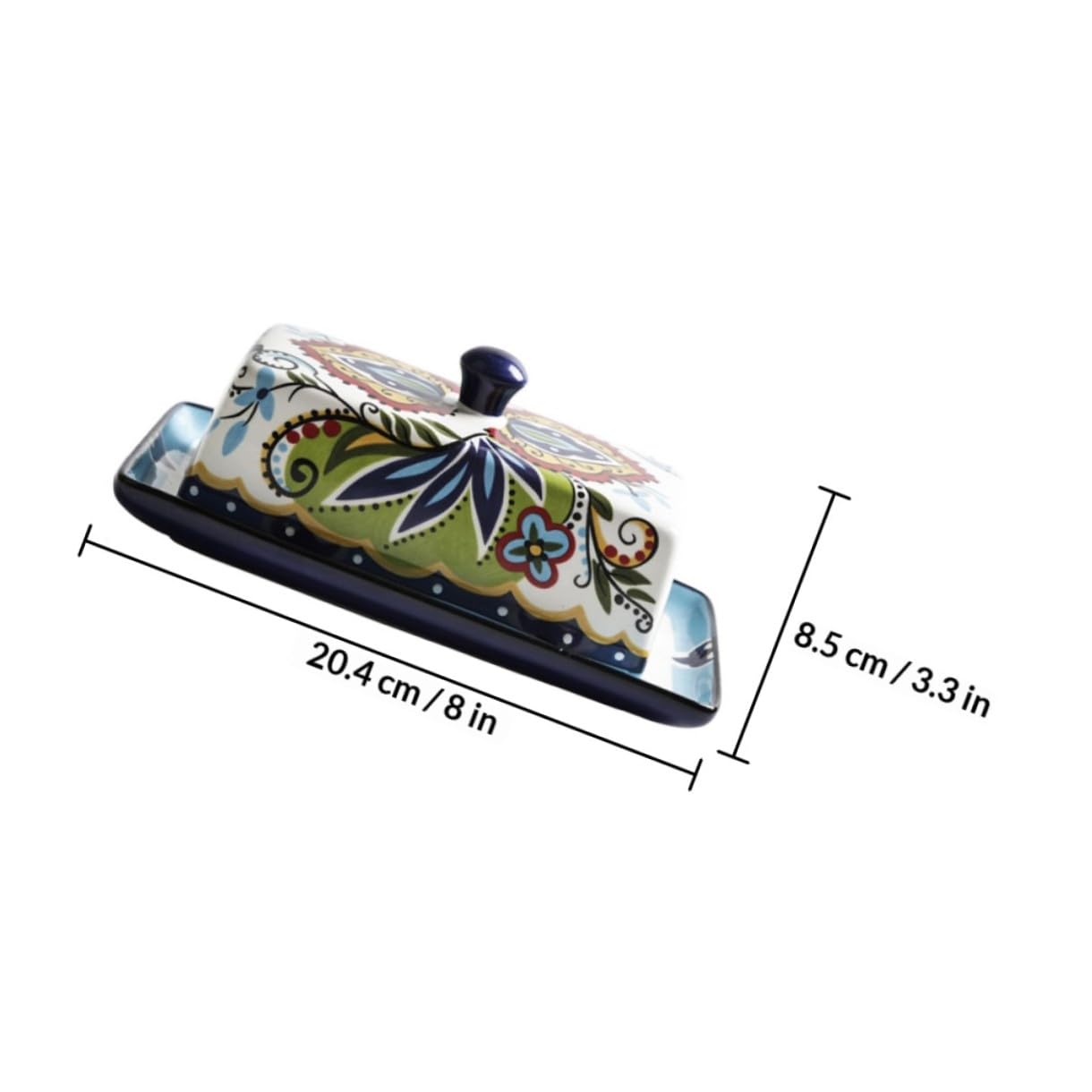 Beurrier Design Rectangulaire Étroit 250g en Céramique Couvercle
