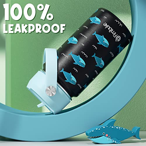 Fimibuke Kids Insulated Water Bottle - 14Oz Bpa-Free Double Wall Vacuum Travel Tumbler 18/8 Stainless Steel Carton Kids Cup With Straw Leak Proof Metal Water Bottle For School Boys Girls (A6.Shark) #TOP3