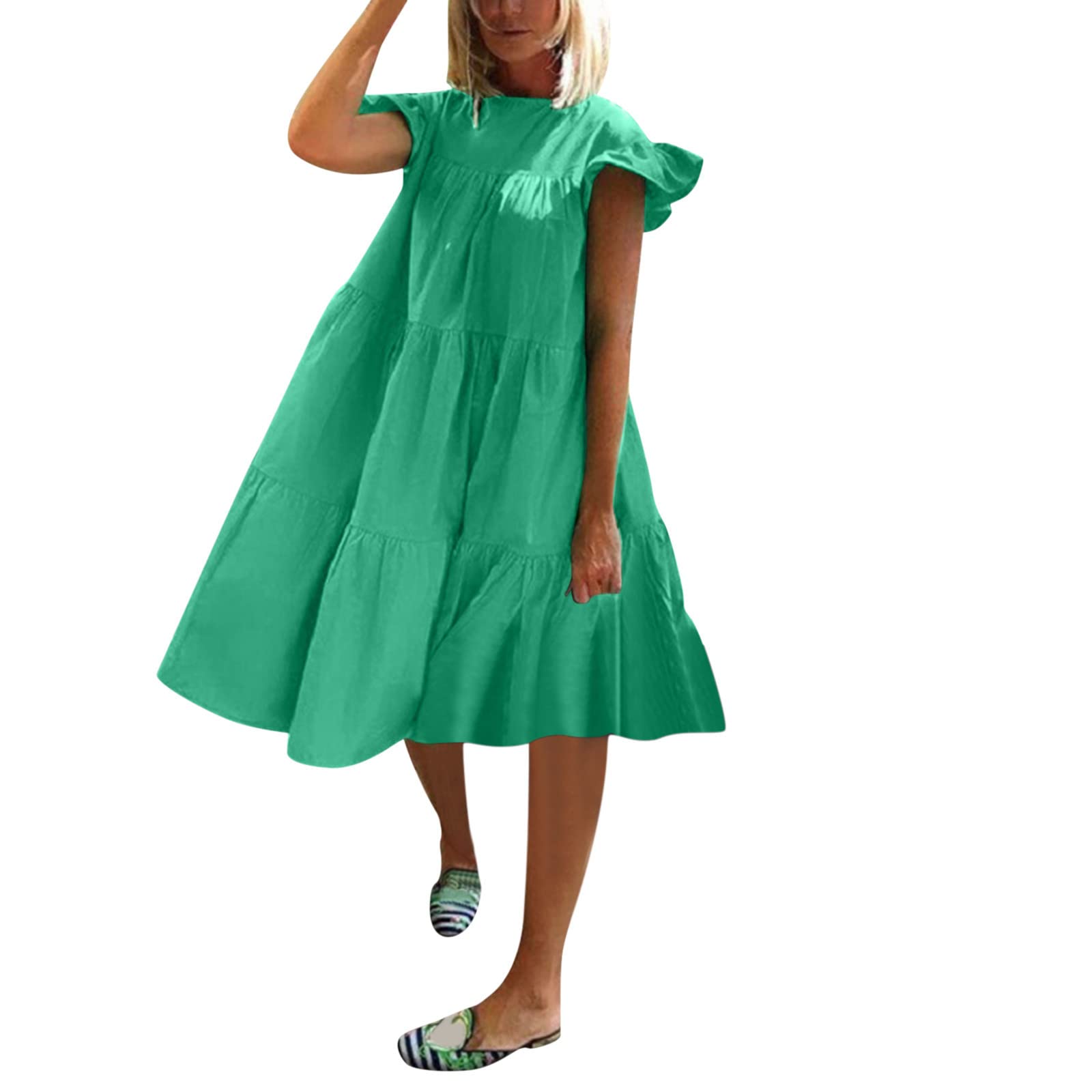 Robe maxi décontractée à manches courtes et col rond pour l'été - 8