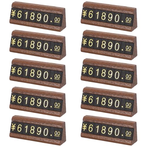 Etiquetas de precios para joyería con base de madera y 10 juegos de bloques para mostrador