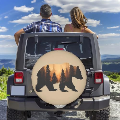 Image of Brown Bear Spare Tire Cover for Rv Trailer Camper- Waterproof Wheel Protectors Cute Wheel Cover Universal Fit for Truck SUV Travel Camping Outdoor-15 inch