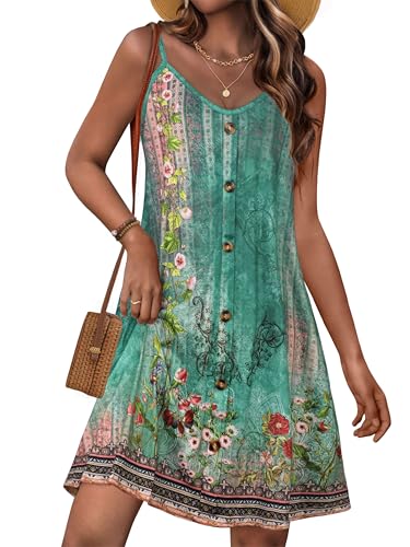 Image of JOELLYUS Summer Dresses for Women Spaghetti Strap Button Down Casual Sundress Beach Cover Up Dress with Pockets 2026