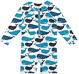 BesserBay Baby Schwimmanzug UV Schutz Langärmig Badeanzug mit Mehrfarbig Sonnenschutz Rash Guard Wal & Blau 24-36 Monate
