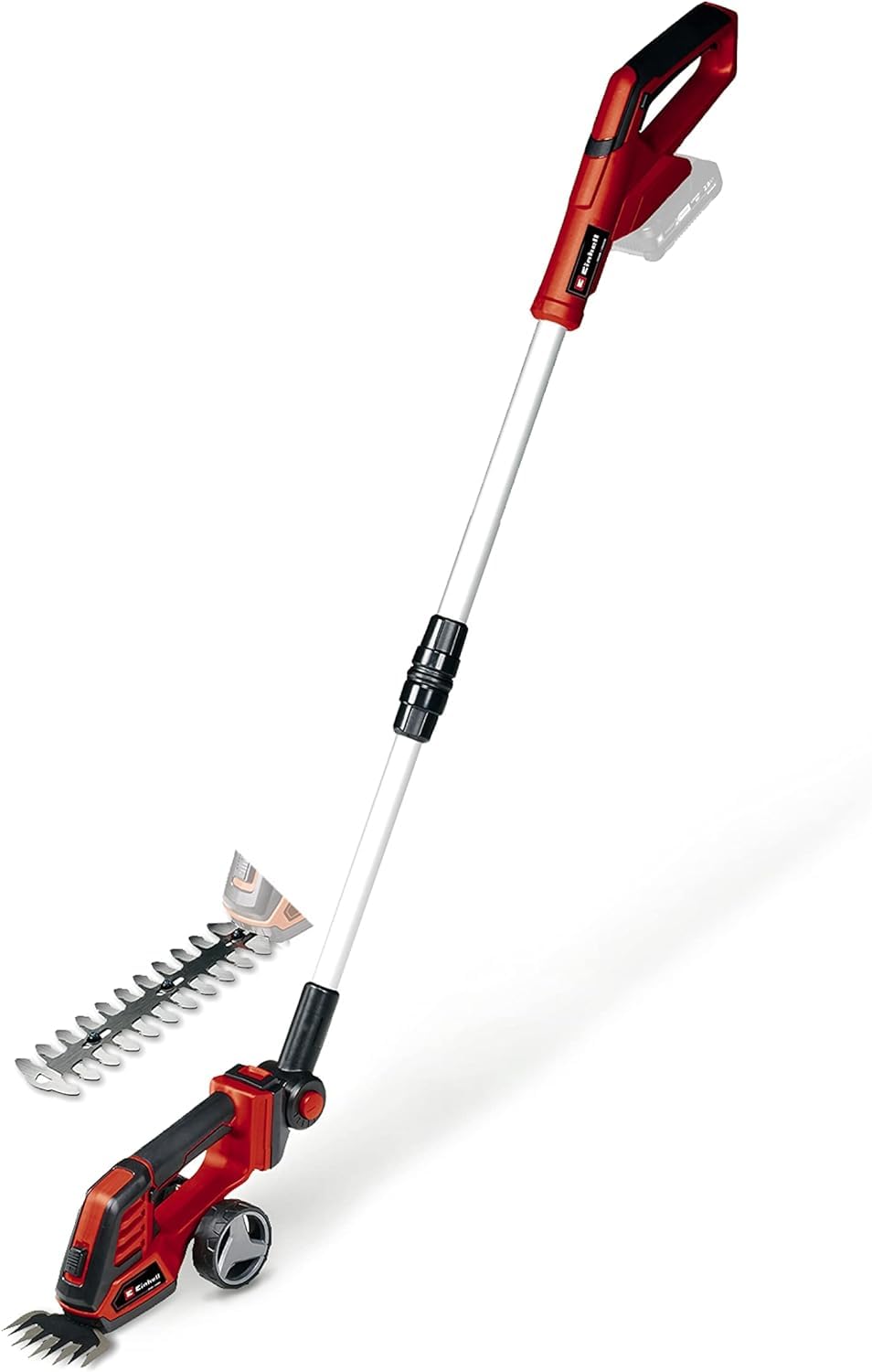 Einhell Cisaille à Gazon Taille-buissons sans Fil GE-CG 18/100 Li T-Solo Power X-Change (18 V, Changement d’Accessoire sans Outil, Vendue avec rallonge télescopique) avec Chargeur et Batterie 2,5Ah