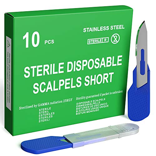 MedHelp Disposable Scalpel 10 More Precision Dermaplaning Tool Scalpel with Short Plastic Handle, High Stainless Steel Dermablade Blades. â— Box of 10