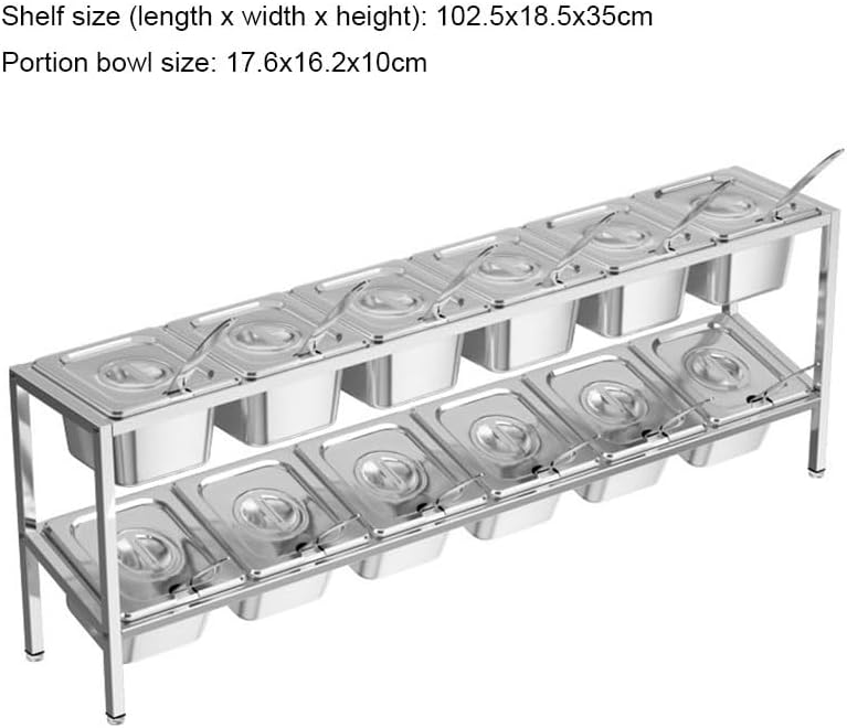 Stainless Steel Pizza Topping Station - Condiment Dispenser with Compartments, Countertop Spice Rack Organizer for Seasoning, Sauces, Jams & Fruits (Silver d)