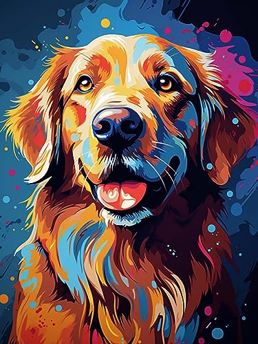 Reofrey DIY Diamond Art Painting Kits for Adults Dogs, Diamond Art Animal Full Drill Round Rhinestone Diamond Art Painting Accessories, Cross Stitch Embroidery Canvas for Crafts Home Decor 30x40cm X2