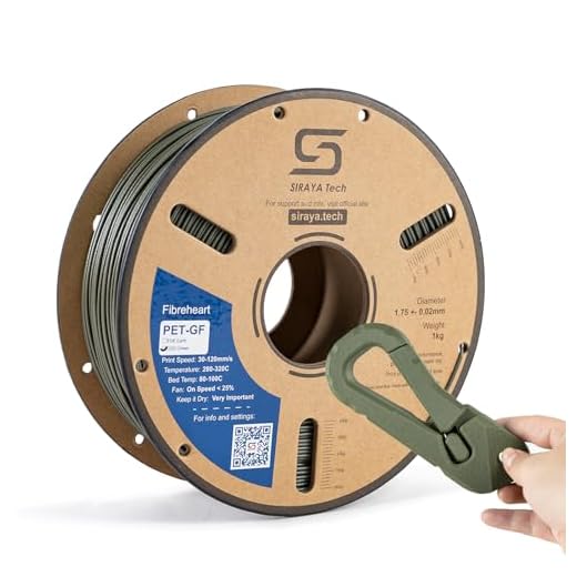 Siraya Tech Fibreheart PET-GF ODG Olive Green 3D Printing Filament, 1kg - 15% Glass Fiber Reinforced, Flat Dark Earth, UV Resistant, Low Moisture Absorption, High Strength for Industrial Applications