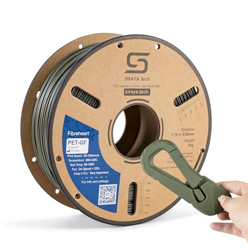 Siraya Tech Fibreheart PET-GF ODG Olive Green 3D Printing Filament, 1kg - 15% Glass Fiber Reinforced, Flat Dark Earth, U