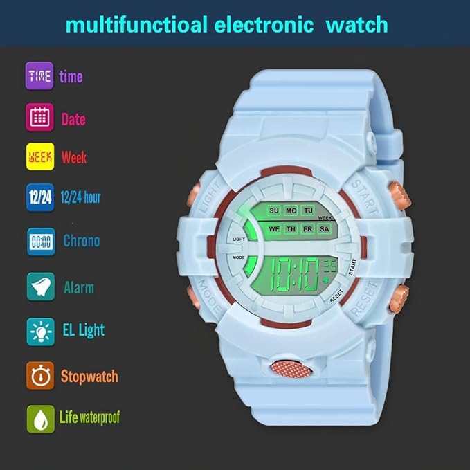 Image of Digital Unisex Watch (Multicolour Dial Multi Colored Strap)