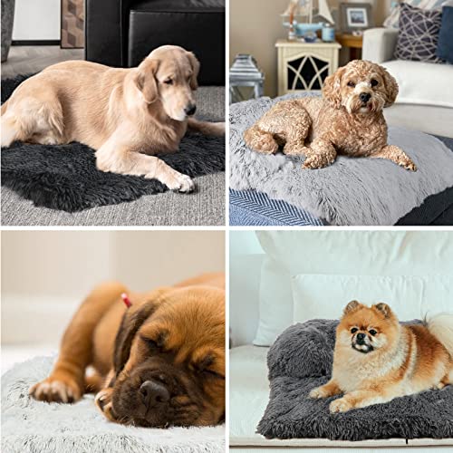 Calming Dog Bed Plush Dog Mat Dog Sofa, Pet Couch Protector For Dog, Pet Furniture Cover With Memory Foam Neck Bolster, Machine Washable Pet Beds (L(45X40X7''), Dark Grey) #TOP4