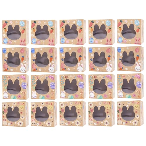 Juego de cajas de Pascua, contenedores transparentes de Pascua, fundas transparentes con cabeza de conejo, cajas de golosinas y aperitivos, embalaje de fiesta, para pasteles, galletas, aperitivos