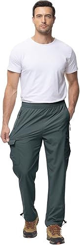 Miniatura 4 de BGOWATU Pantalones de senderismo para hombre, resistentes al agua, elásticos, ligeros, de secado rápido, pantalones de pesca al aire libre