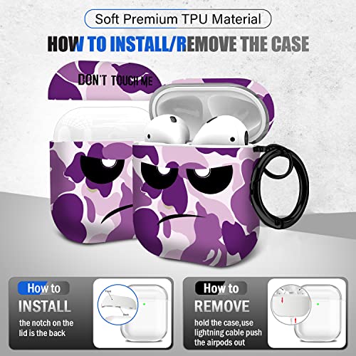 Image of for Airpods Case, Don't Touch Me for Airpods Cover with Keychain /Lanyard Soft Cute Shockproof Cover for Women Men Compatible with for Airpods 2 /1 Charging Case,Purple