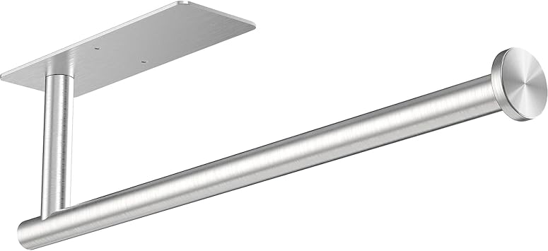 Paper Towel Holder Under Cabinet, Self Adhesive Paper Towel Roll Holder Stick on Wall, Stainless Steel Towel Bars for Kitchen, Bathroom, RV