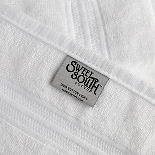 Sweet South By 1888 Mills 6-Piece Bath Towel Set | Made In The Usa, 100% Cotton | 2 Bath Towels, 2 Hand Towels, 2 Washcloths - White #TOP3