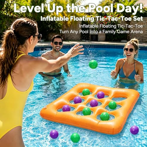 Pool Toys Games Set,Pool Tic Tac Toe Game Inflatable Toys - for 14 Years and Older Adults Teens 2-10 Players - with 10 Balls — view 6