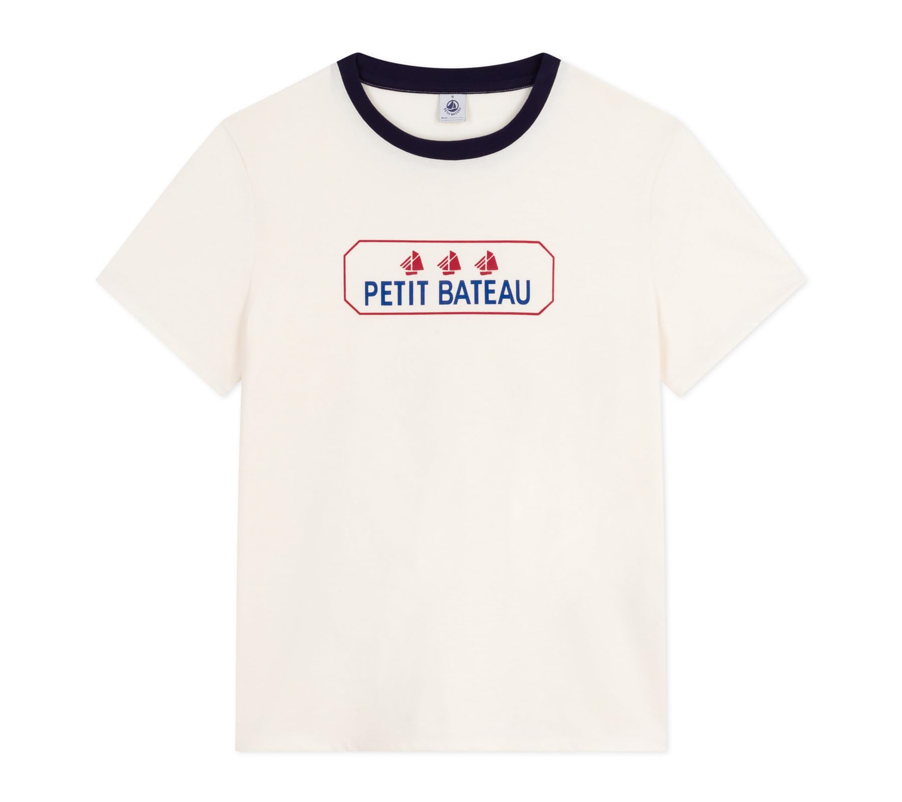 Petit Bateau Le Droit Women's Cotton Short Sleeve T-Shirt, Milk/Evening, M