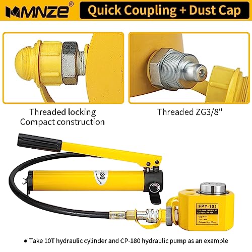 Image of 10T 11mm /0.43 inch Stroke Hydraulic Cylinder Jack Sets Mini Hydraulic Ram Jack Porta Power Kits Retract Automatically Split Hydraulic Single Acting Lifting Cylinders with CP-180 Hydraulic Hand Pump