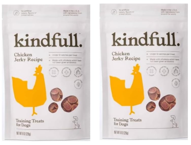Kindfull Chicken Jerky Recipe Dog Training Treats, 8oz...