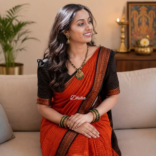 Image of Gadwal Cotton Silk Checked Saree for Women | Pure Kalyani Cotton Checked Saree with Zari Border Tassels & Blouse | Kanjivaram Linen Silk | Handloom Weave