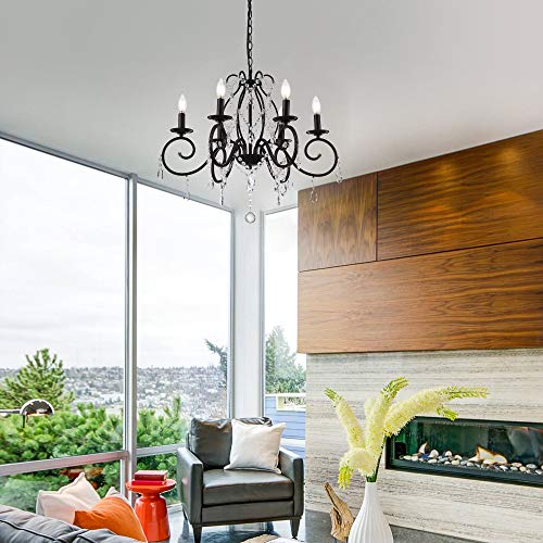 Riomasee Bronze Crystal Chandelier 6 Lights Candle Metal Chandelier Crystal Iron Ceiling Light Fixture For Bedroom,Girls Room,Dining,Living Room #TOP4