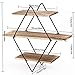 Homode Floating Shelves, Rustic Wood Geometric Wall Shelf, 3 Tier Diamond Metal Storage Shelves for Bedroom, Bathroom, Living Room, Kitchen, Office, Black and Brown
