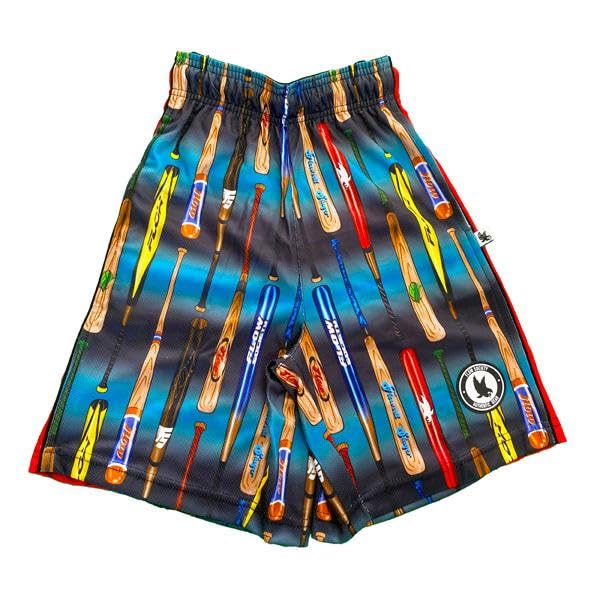 Flow Society Major League Baseball Bats Boys Athletic Shorts-Lacrosse-Gym-Sports-Activewear-Patterned-Youth Apparel-Gear