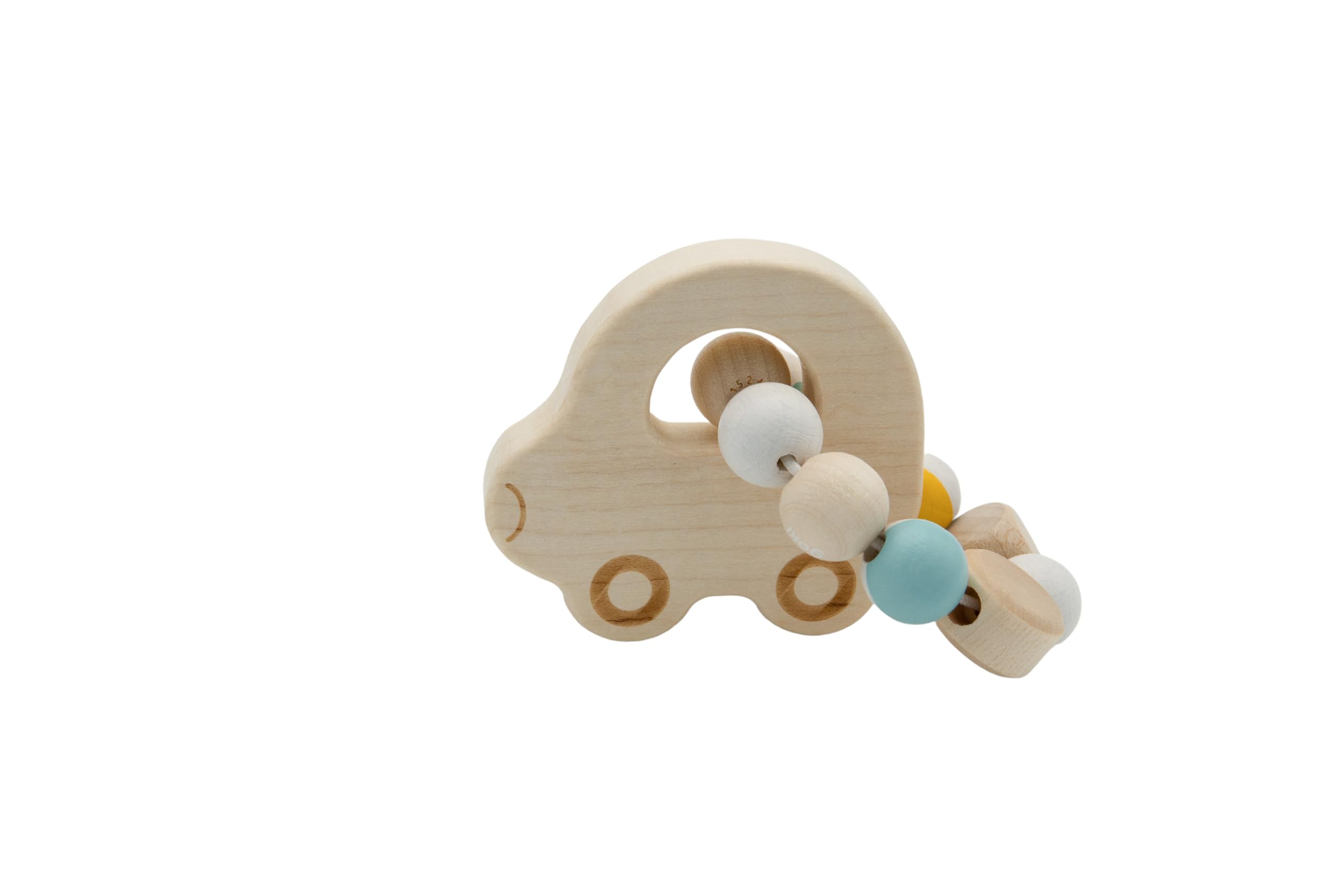goki baby 65339 - Hochet en bois en forme de voiture pour bébé - Fabriqué en Allemagne - Bleu - Jouet de motricité naturel pour favoriser le réflexe de préhension, dès la naissance