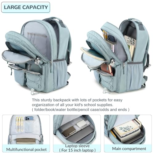 Image of Lohol Multi-Pocket Backpack for School College Travel, Heavy Duty Big Bookbag with 15.6 inch Laptop Compartment (Navy Geometry