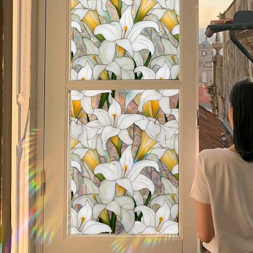 Vinilo Decorativo de Privacidad para Ventana Flores Blancas 15.75x40 pulgadas miniatura 2