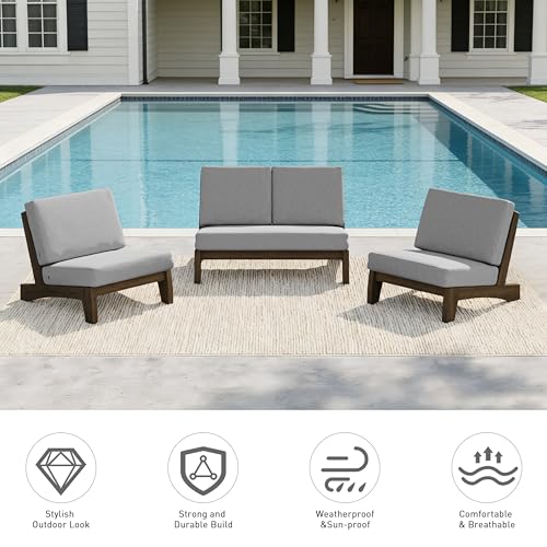 Image of Pia Ricoo 4 Piece Patio Furniture Sets, Outdoor Loveseat Sofa Set with 2 Chairs & Coffee Table, Patio Conversation Set for Backyard, Deck, Lawn, Gray