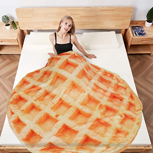Waffles Blanket, Tortilla Blanket For Adults And Kids, Funny Food Throw Blanket, Novelty Gifts For Everyone, Soft Throw Blanket For Bed Couch Or Travel - 80 Inchs Orange #TOP3