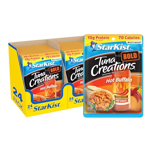 StarKist Tuna Creations BOLD Hot Buffalo Pouch (2.6 oz - 24 Pack) Wild Caught, High Protein Shelf Stable Seafood, Gluten Free, No Draining, Ready to Eat for Salads and Sandwiches