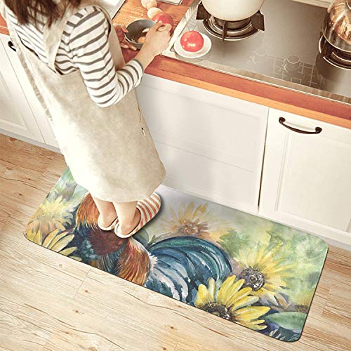 Unicorns Farting Sunflower And Rooster Kitchen Mat Water Absorbing Standing Mat Non-Slip Kitchen Rug #TOP1