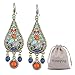 Himeiping Ethnic Retro Bohemian Droplets Color Dress Mexico Gypsy Dangle Earrings