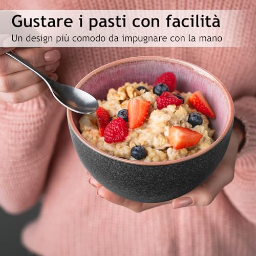 MIAMIO - 750 ml, Set di 6 ciotole, ciotola in ceramica, ciotola per insalata, ciotola per zuppa, ciotola per cereali - Adatto per microonde, lavastoviglie e forno - Collezione Las Palmitas - immagine 6