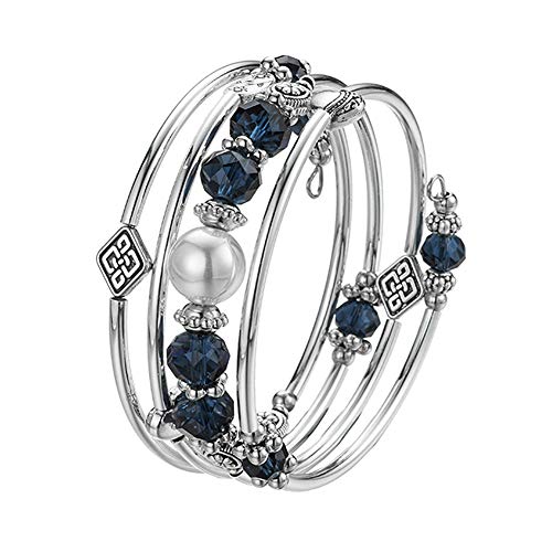 BULINLIN Wrap Bangle Rose Bead Bracelet - Beaded Bracelet with Natural Agate Stone Gifts For Women2