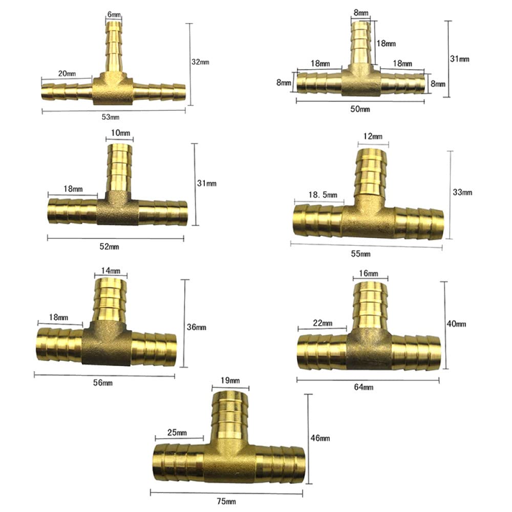 Raccord de tuyauterie, Raccord hexagonal en acier inoxydable, connecteur de tube en laiton à 3 et 4 voies, câble de tuyau coudé droit 6 8 10 12 14 16 19 mm, connecteur cannelé en cuivre, adaptateur un