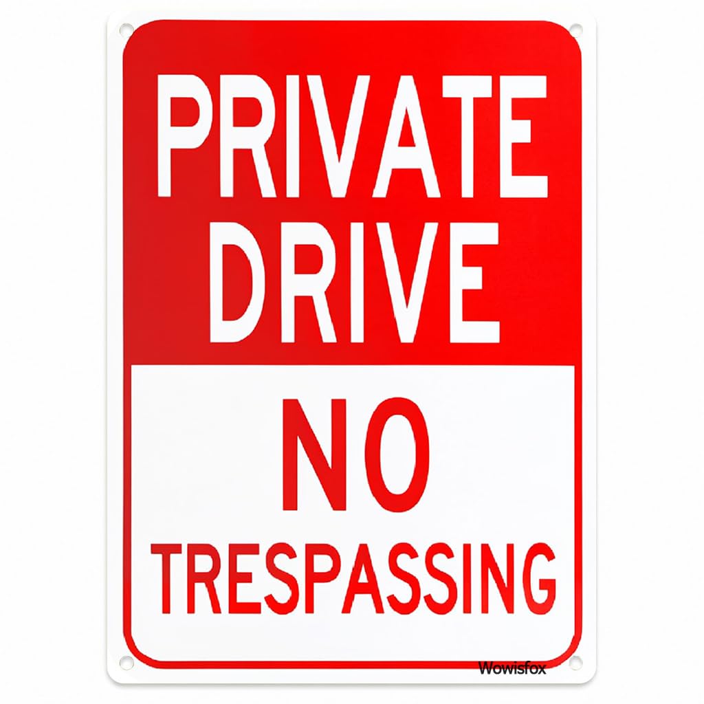 Private Drive No Trespassing Sign, 8 x 12 Inch Aluminum with Mounting Holes
