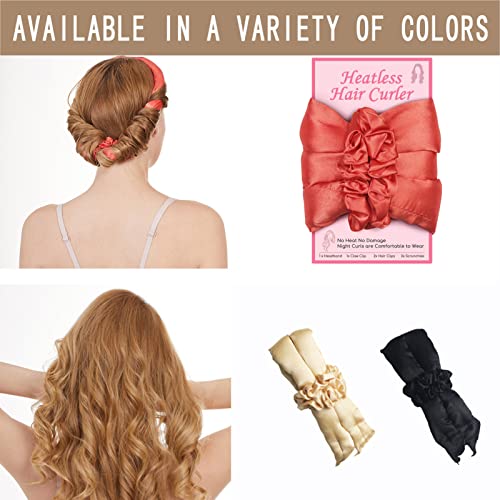 Satin Heatless Hair Curler Set, Heatless Hair Curler Heatless Curling Rod Headband For Sleeping, Overnight Hair Curlers, Curl Ribbon Rod Wave Satin Curling Set Diy With Claw Clip And Scrunchies (Black) #TOP4