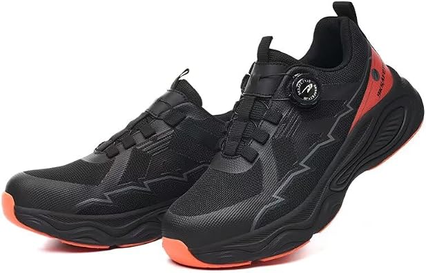 Mens Safety Shoes, Work Shoes, Lightweight, Black, Dial Type, Steel Toe Core, Stylish, Anti-Slip, Abrasion Resistant, Stable, Breathable, Comfortable, Flexible, No Fatigue