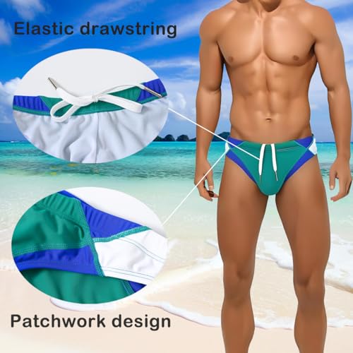 Mens Sexy Swim Briefs Bikini Swimwear Bulge Pouch Bathing Suits Low Rise Swimsuit with Drawstring3