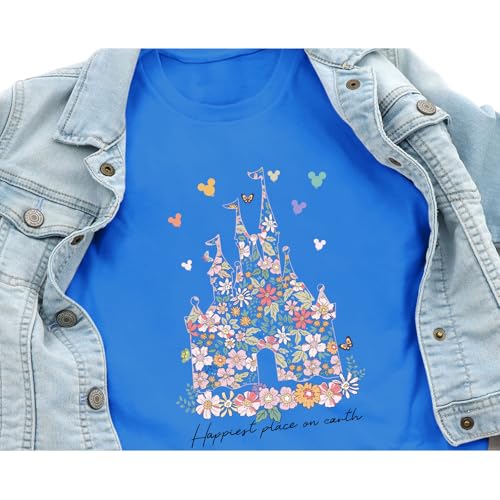 Image of Floral Castle Shirts for Girls Graphic Cute Tshirt Kids Toddler Flower Holiday Shirt Vacation Trip Tee Tops