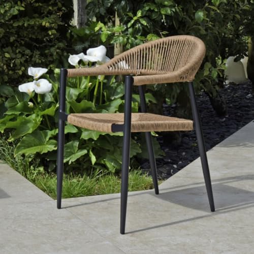 Gecko Jardin Fauteuil Aluminium Noir et Corde tressée Naturelle Casamance