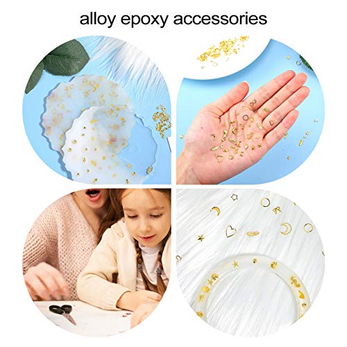 Exceart 3 caixas de enchimento temático de resina com estrela do oceano e da Lua Berloques de liga e