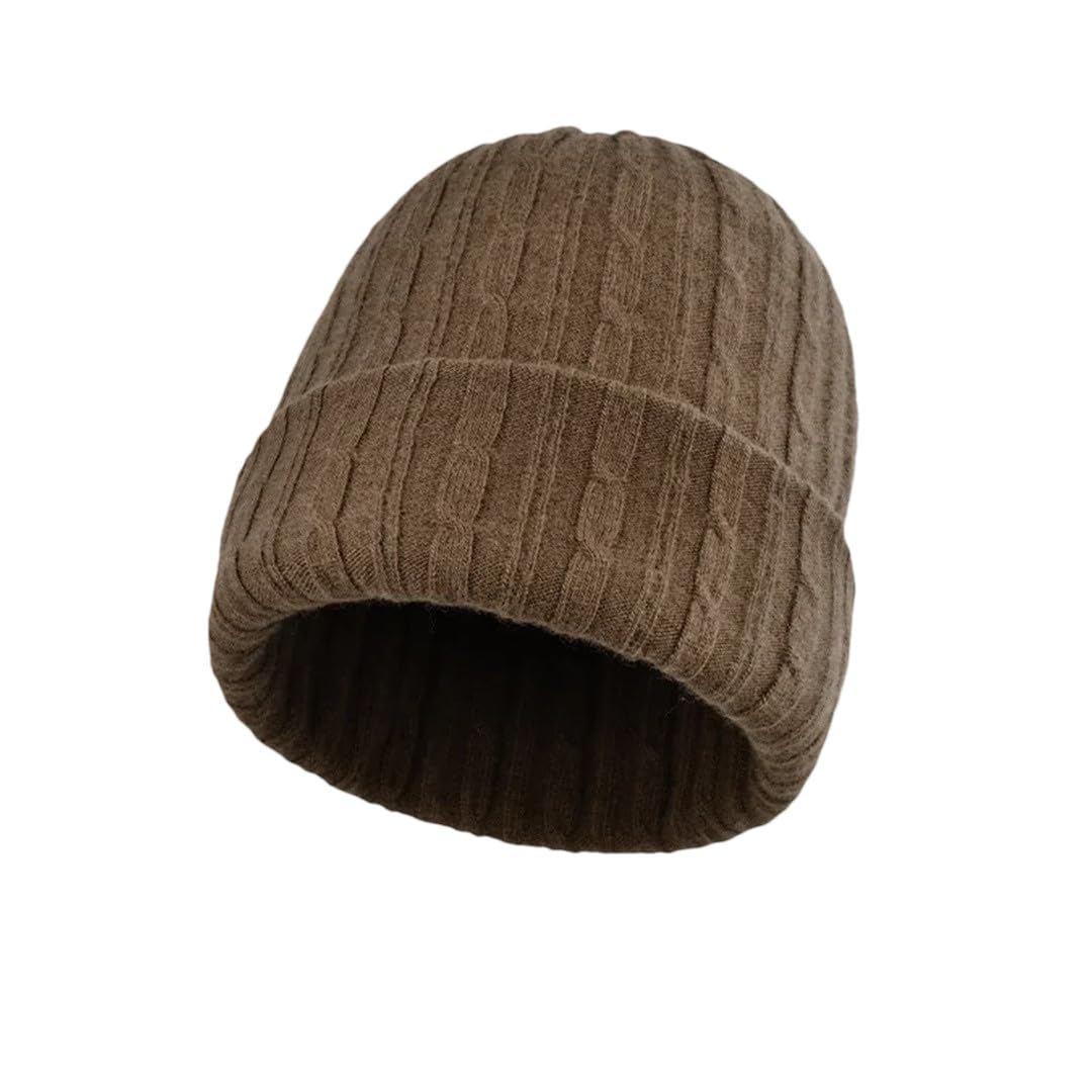 Gorro De Lana Pura De Doble Capa Trenzado Fino Para Mujer, Gorro De Lana De Punto Cálido, Gorro Para Niña Y Niño Para Otoño E Invierno