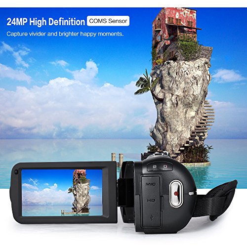 Moniss HDV-Z82 1080P Full HD 24MP câmera de vídeo digital filmadora com grande angular 0,39X + lente