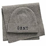 Geschenkset GANT Unisex Beanie Scarf Gift Set Mütze und Schal, Grey Melange, Standard (2er Pack)