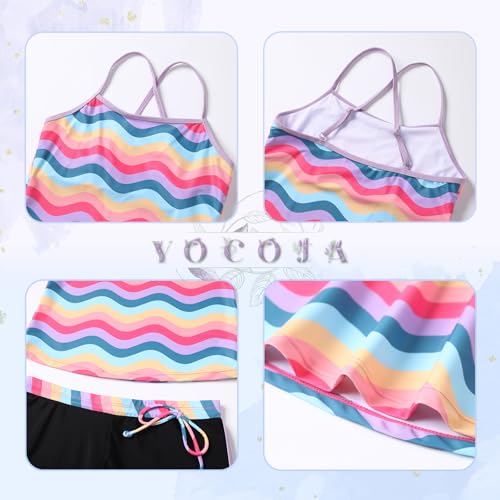 Girls Swimsuit Two Piece Bathing Suits Tankini with Adjustable Strap Swimwear with Boyshort3